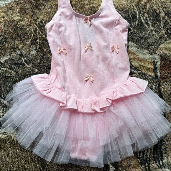 Popatu toddler pink bows ballet dance tutu dress bodysuit leotard S 3T-4T NWOT - Picture 2 of 11